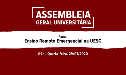 Assembleia unificada discutirá ensino remoto na UESC