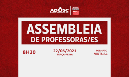 ADUSC convoca assembleia de docentes para terça-feira (22)