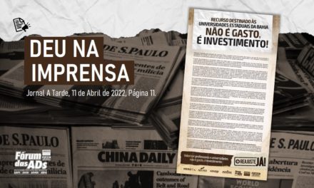 Fórum das ADs defende reajuste salarial em nota no Jornal A Tarde
